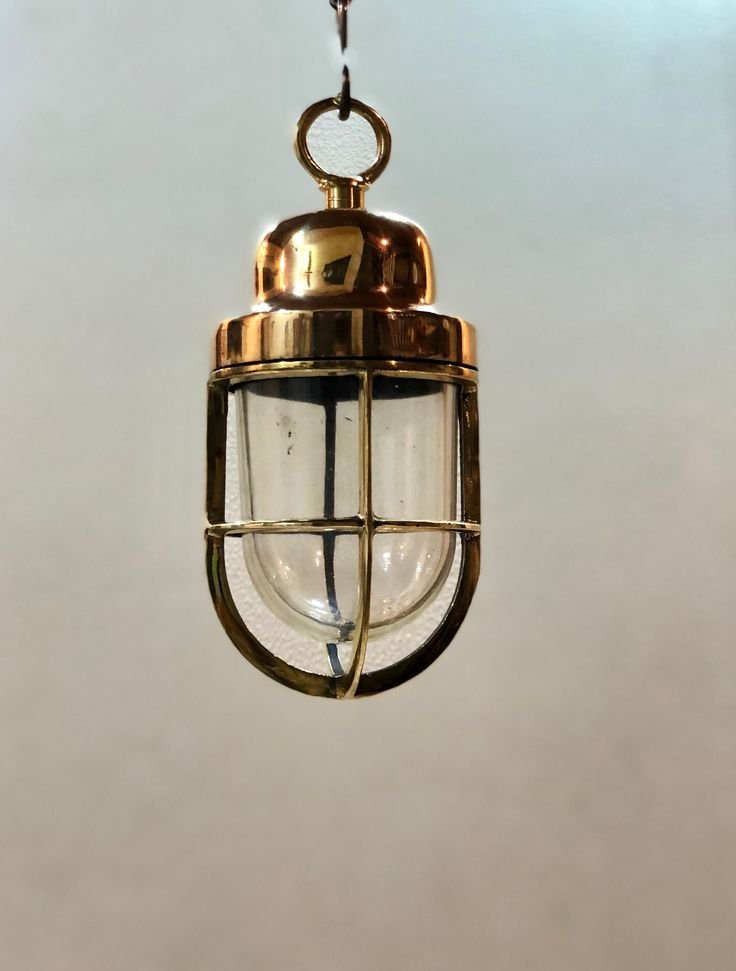 Copper cage pendant light