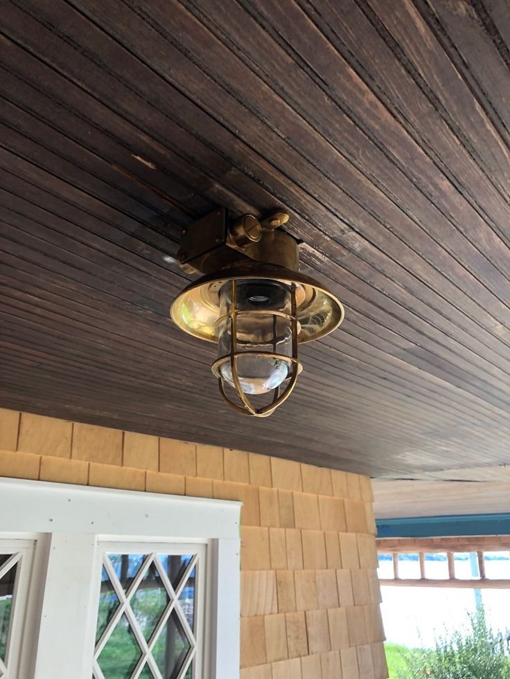 Nautical ceiling light on a timber ceiling